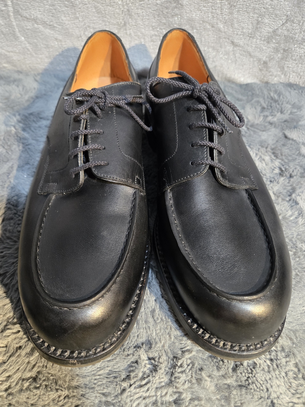 J M Weston Sz 10E Men's Black Leather Derby Shoes - Classic Lace-Up Derby France